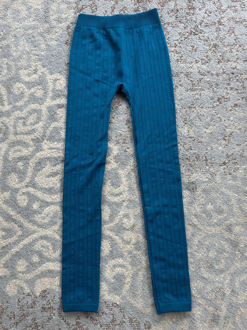 Blue Star Clothing Co. Ribbed Knit Leggings Blue Teal L/XL